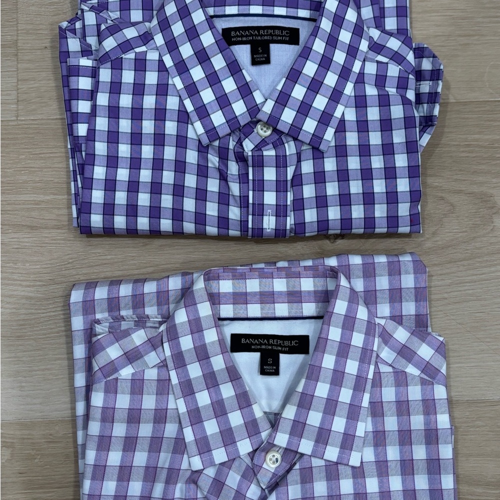 2 Banana Republic Purple Checkered Men's Shirt